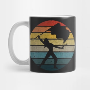 Colour Guard Silhouette On A Distressed Retro Sunset design Mug